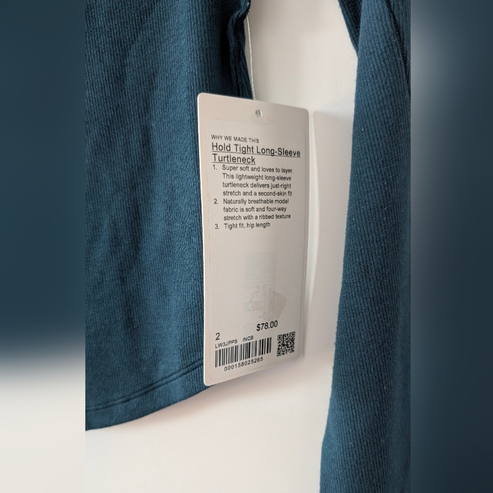 Hold Tight Long-Sleeve Turtleneck, Indochine Blue, Size 2, NWT - Picture 5 of 7